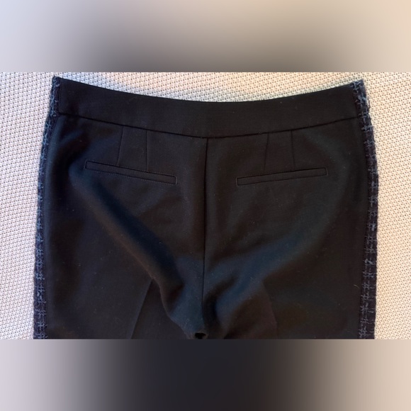 TORY BURCH Tobie Black Trousers Straight Leg Pants Blue Wool Tweed Side Stripe - Picture 11 of 16